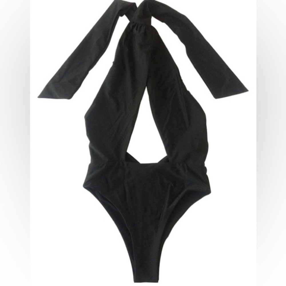 Black Halter One-Piece Swimsuit